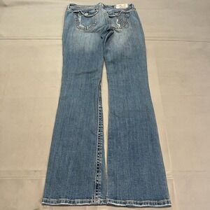 VTG MEK Denim Jean Women USA Bootcut Medium‎ Wash-27x34-Y2K Baggy Emo Skate-4232